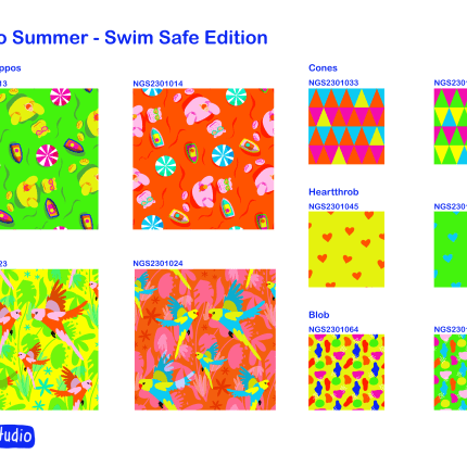 funny and playful seamless pattern design, swim safe design, summer, swimwear, children's clothing